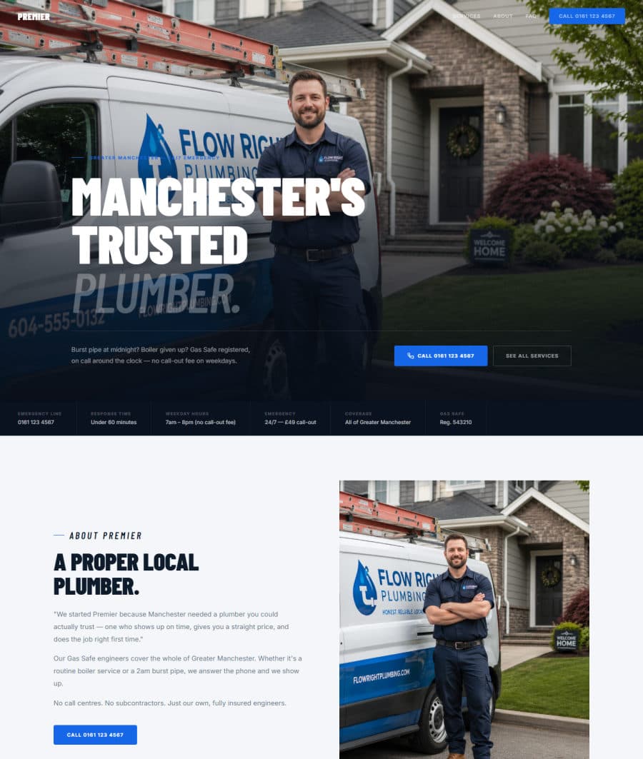 Trades website example by Axio Marketing