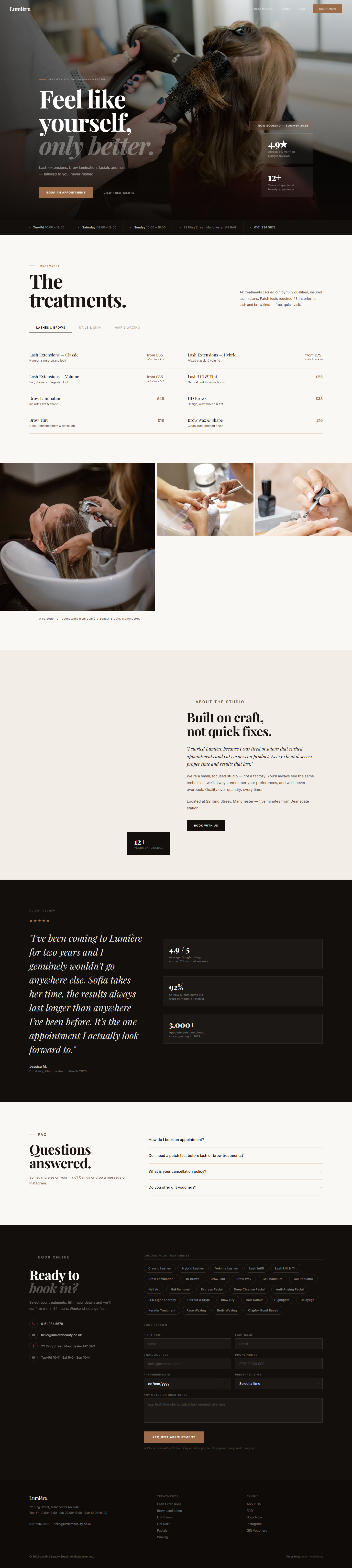 Salon website example by Axio Marketing